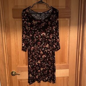 SJS Black Dress with Floral Design